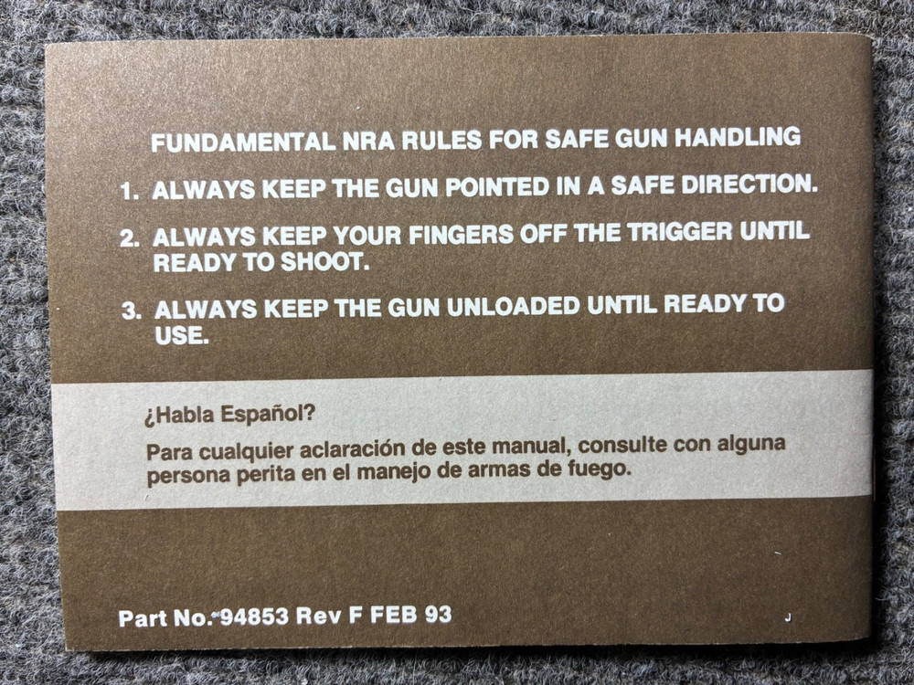 1993 COLT PYTHON OWNERS MANUAL