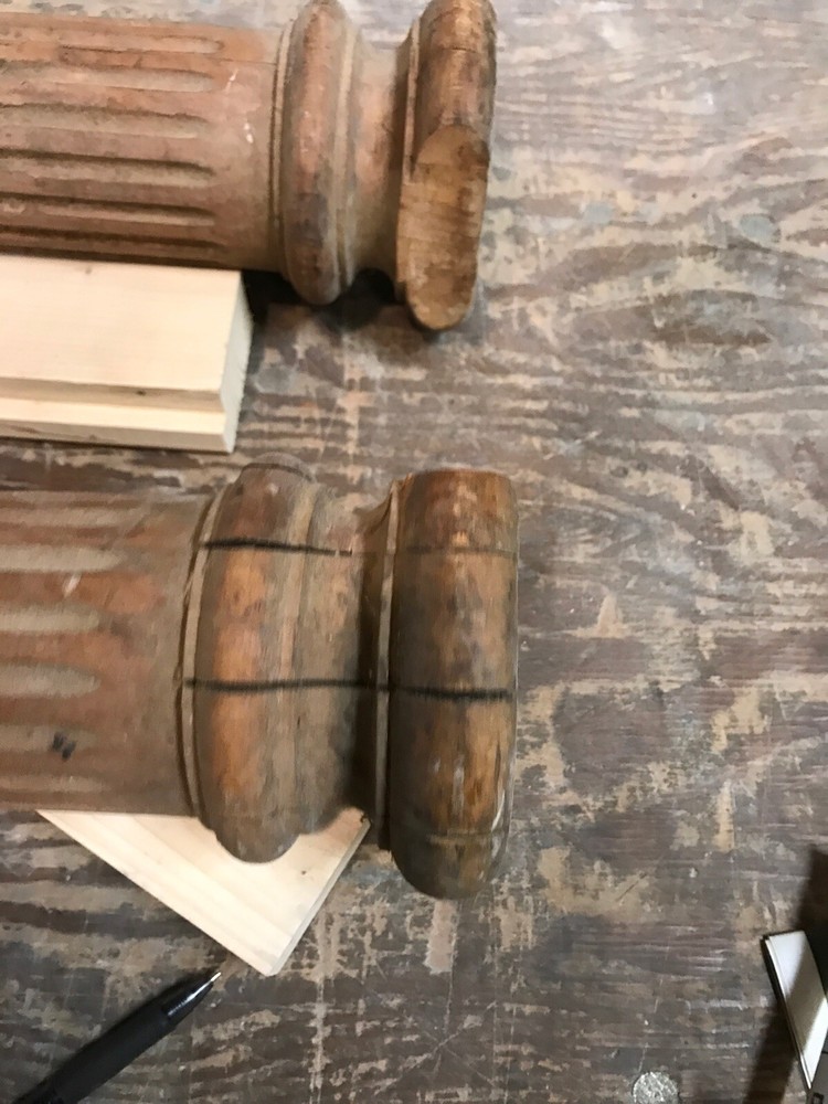 An Pair Antique fluted Oak Columns 50 x 3 x 5