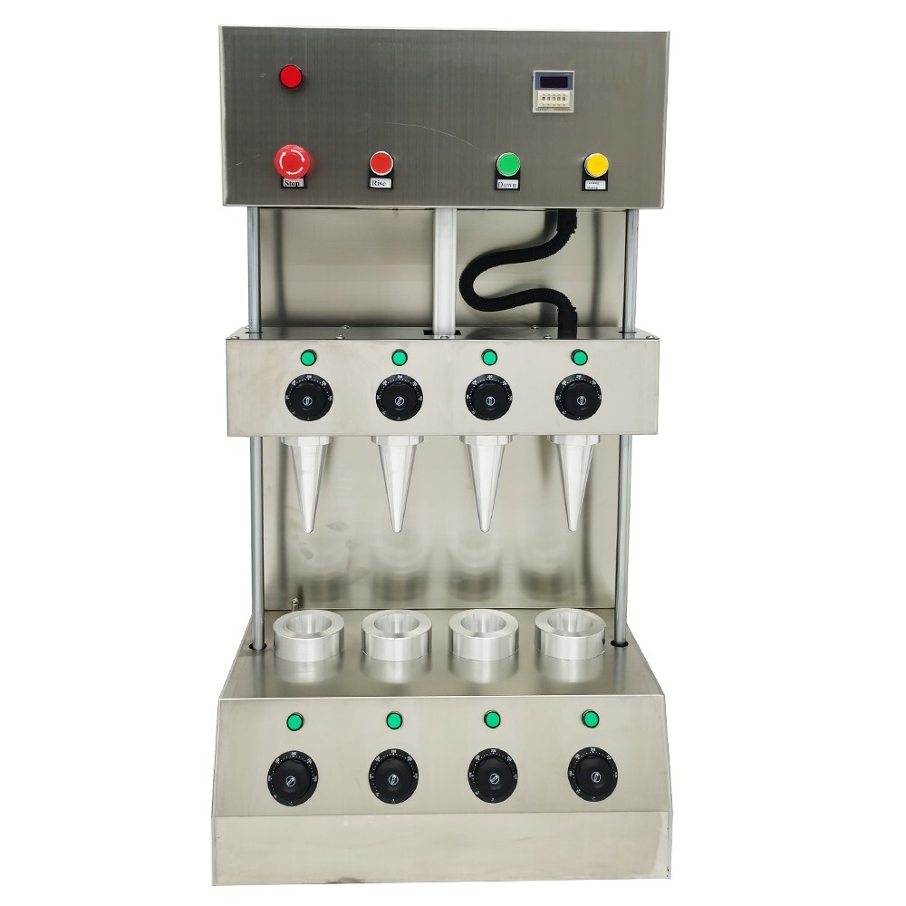 4Head Pizza Cone Forming Machine with Automatic Rotational Pizza Oven Dough Bake