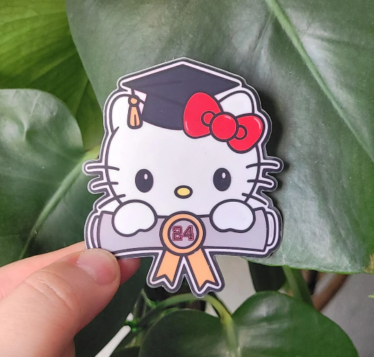 Hello Kitty Graduate Die Cut Vinyl Sticker