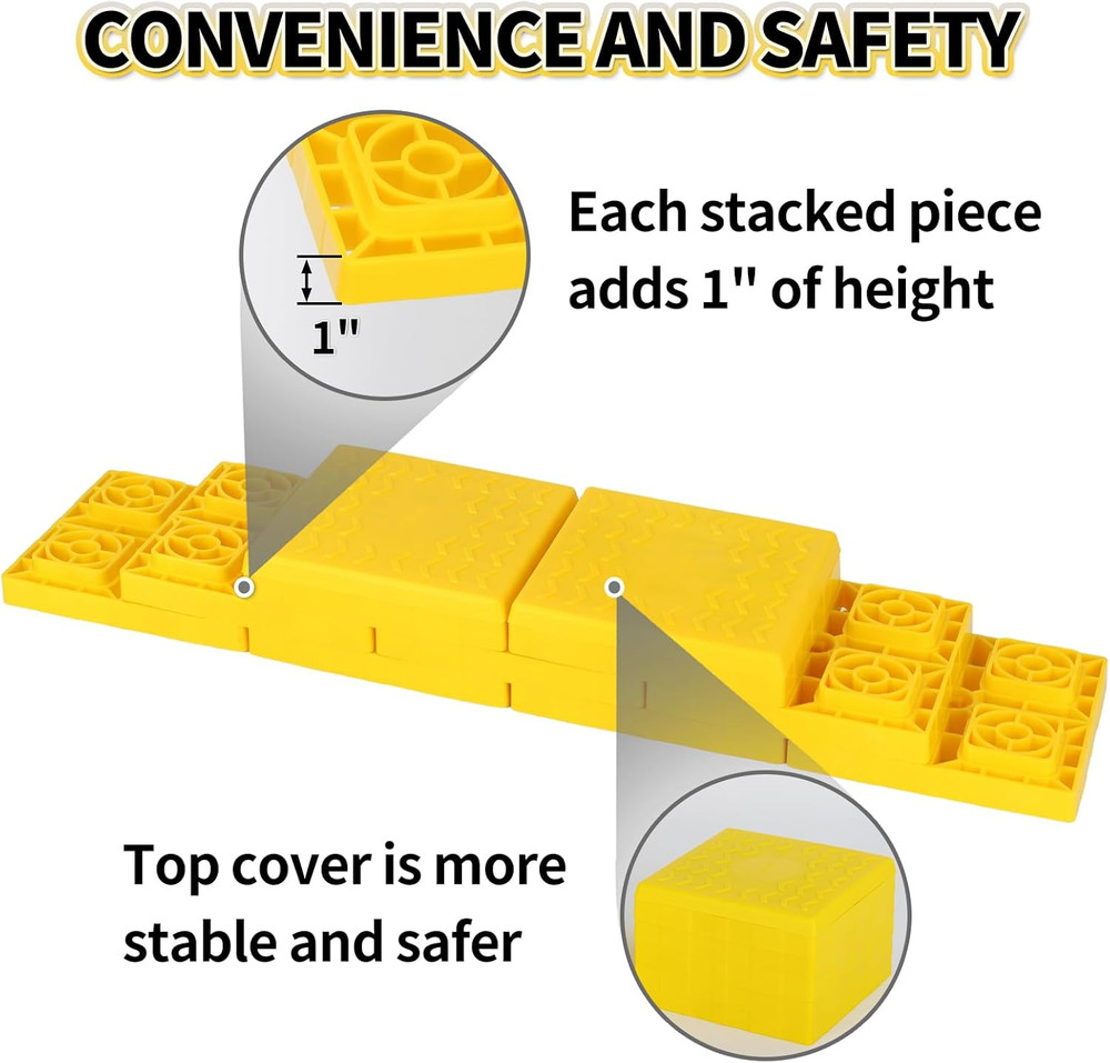 OULEME 12 Pack RV Leveling Blocks, Stackable Jack Blocks, Interlocking Leveling