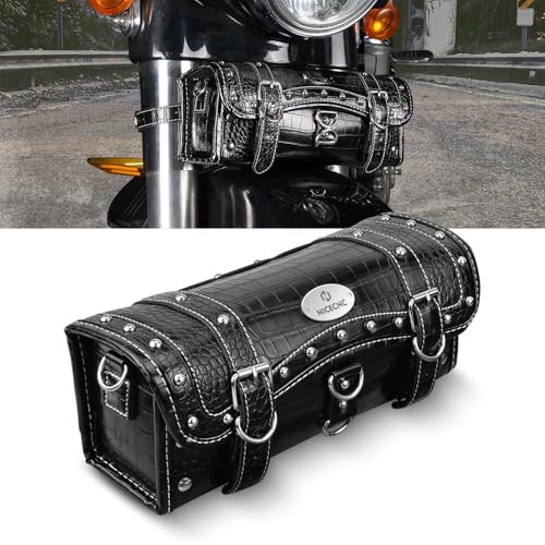 Motorcycle Fork Bag Handlebar Bag Crocodile Skin Black-Crocodile Pattern
