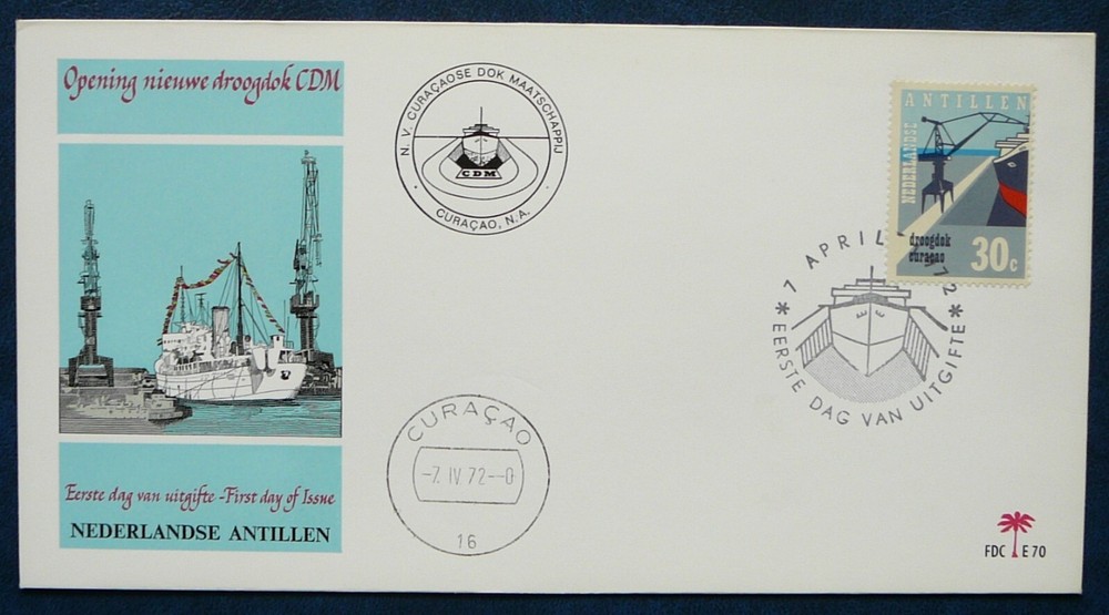 Netherlands Antilles FDC - Ship in Dry Dock_1972.