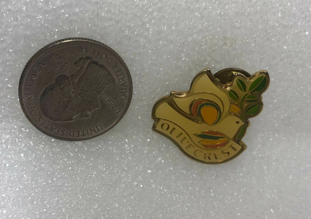Olive Crest White Dove Pin