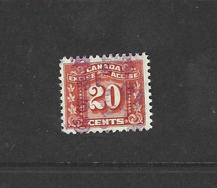 Canada used  -Revenue  #FX77  20c red 3 leaf