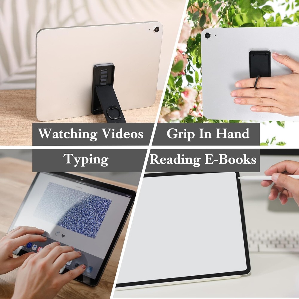 Ptwola Universal Tablet Ring Holder Black Stand Foldable Multi black