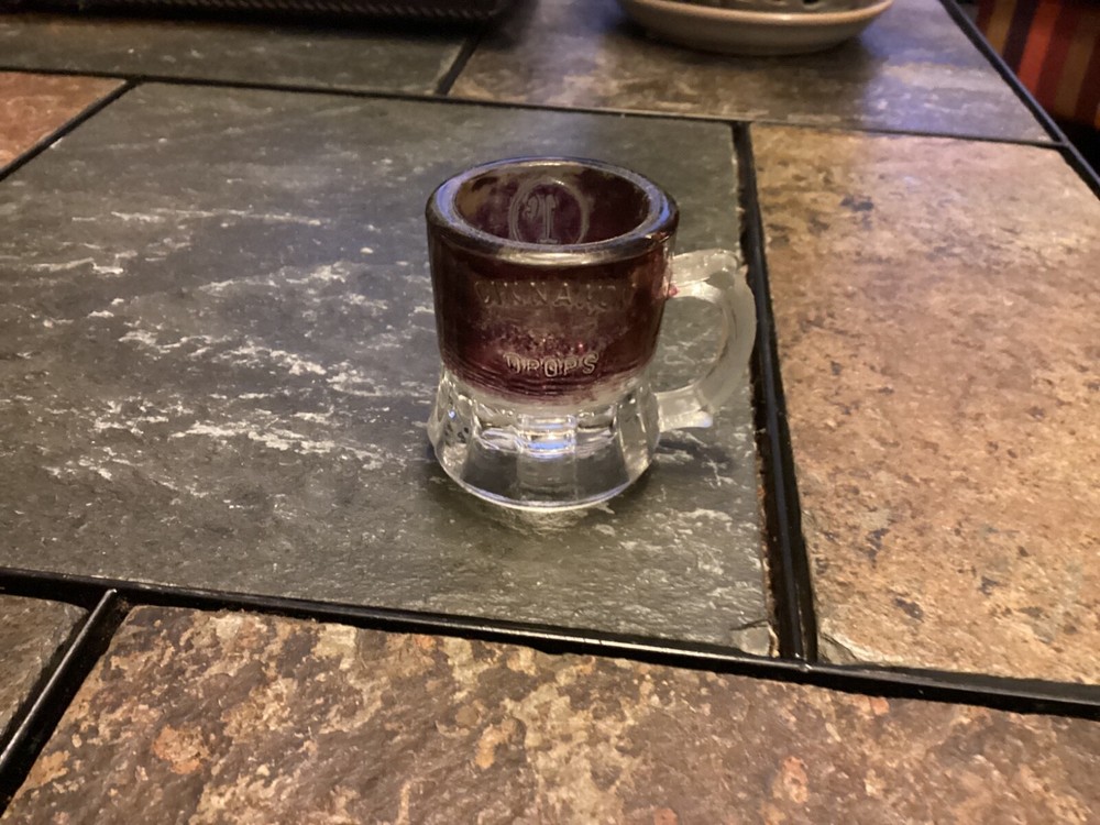 Rare Mercantile Candy Cinnamon Drops 1 Cent Measure Ruby Red Glass