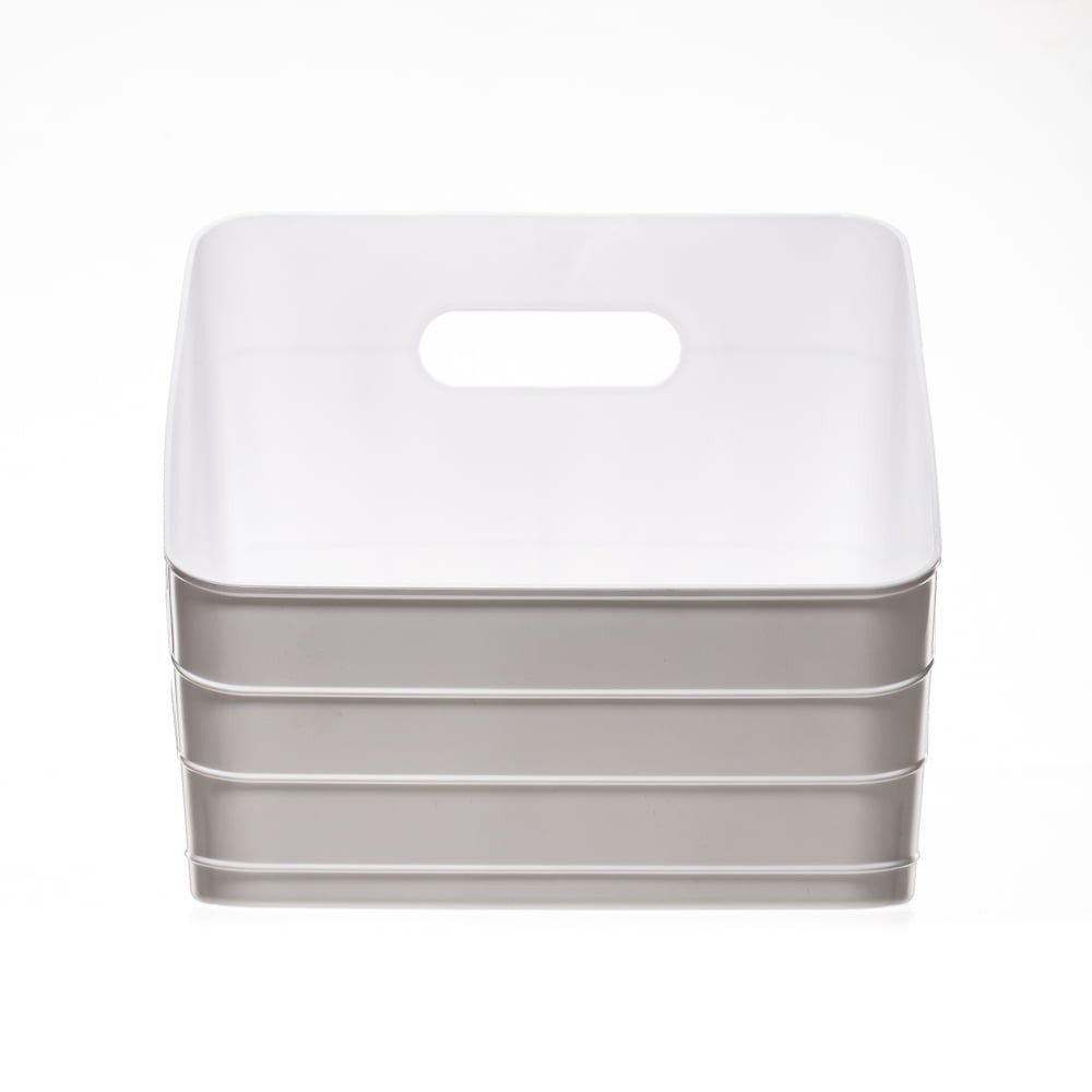 Flexible Plastic Closet Bin, White, 4 pack