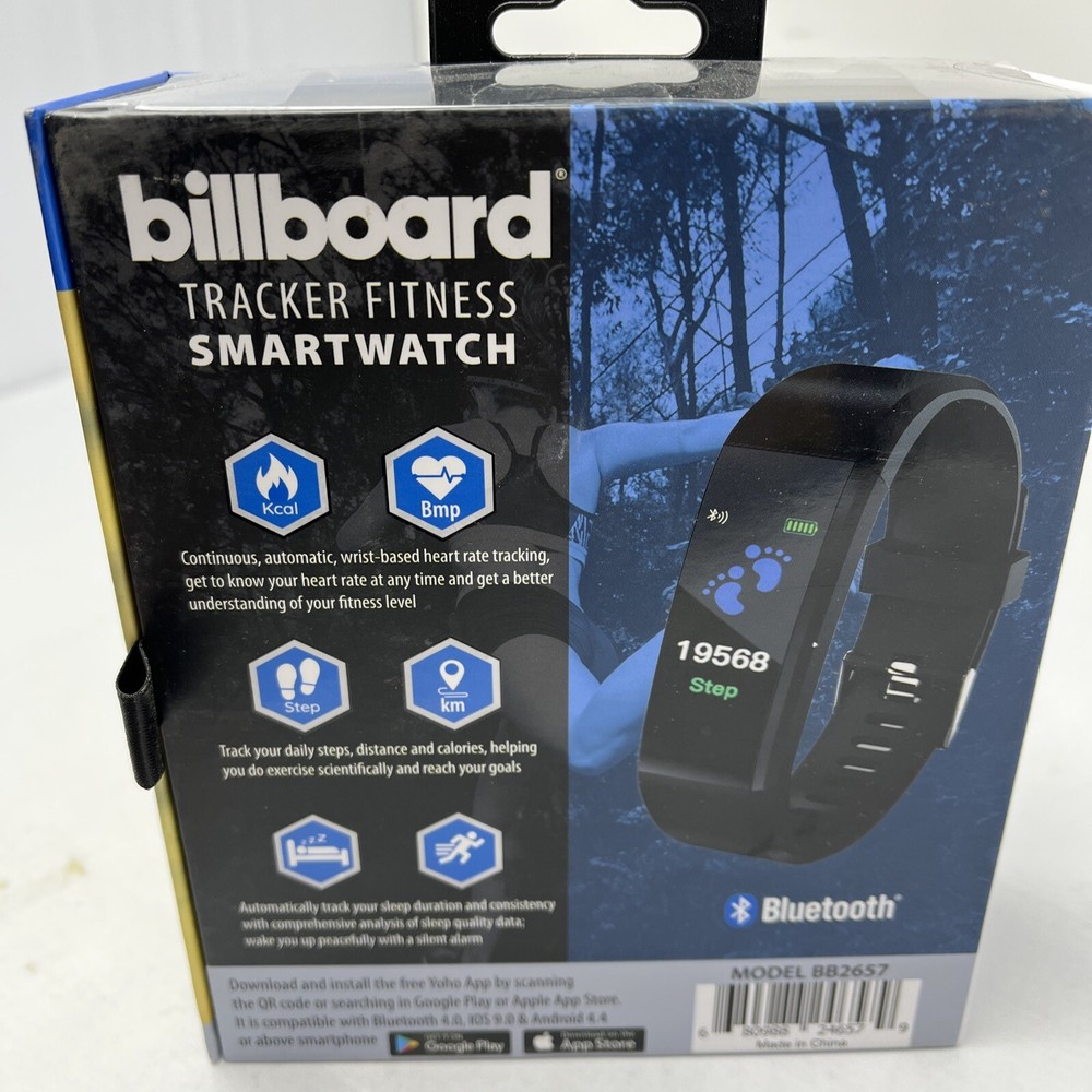 BILLBOARD Tracker Fitness Smartwatch Bluetooth - Black Model BB2657