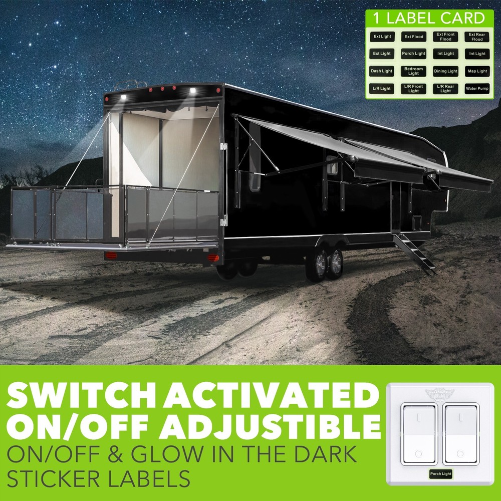 Single 2 Gang On-OFF 12V White Light Switch - RV Camper Trailer Marine Boat 12 V