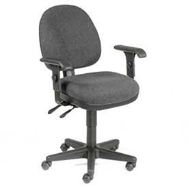 Multifunction Task Chair With Adjustable Armrests Fabric Upholstery Black