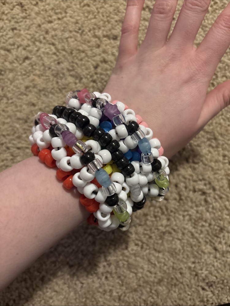 Large Rainbow Kandi Cuff Bracelet Rainbow Beads
