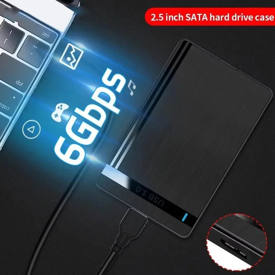 USB 3.0 3TB SATA SSD External Hard Drive Portable Desktop Mobile Hard Disk Case