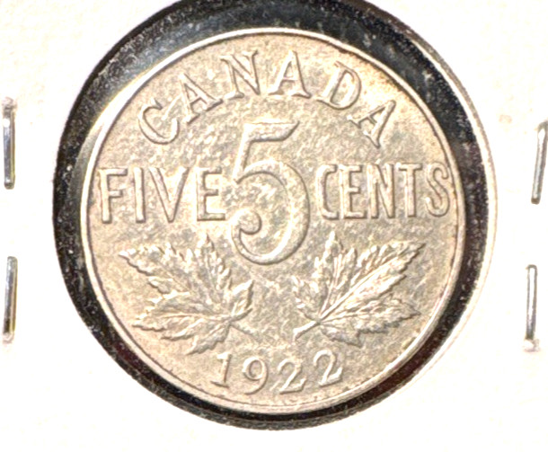 Canada 1922 nickel KM 29 XF