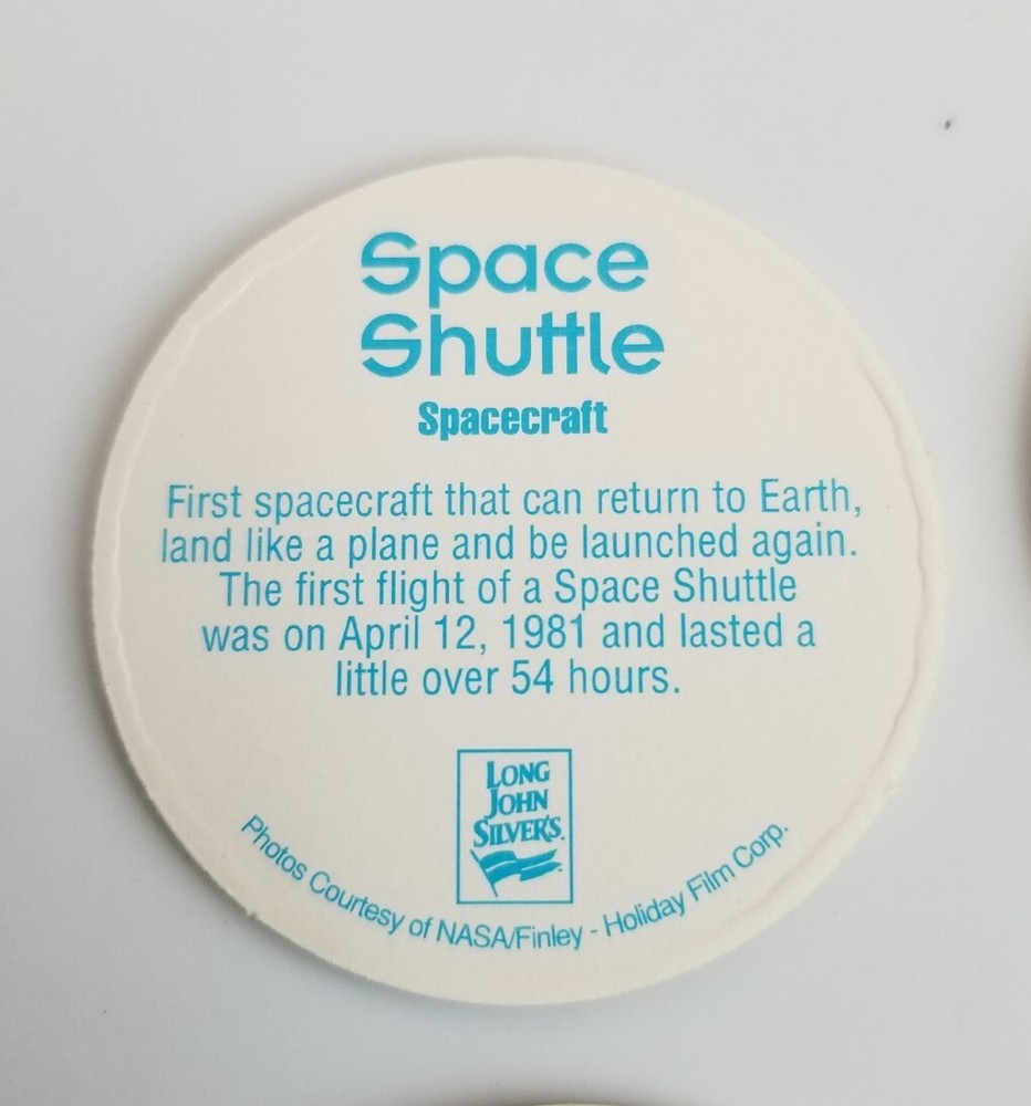 4 Vtg Spacecraft Space Cap Pogs Gemini, Apollo, Space Shuttle, Long John Silvers