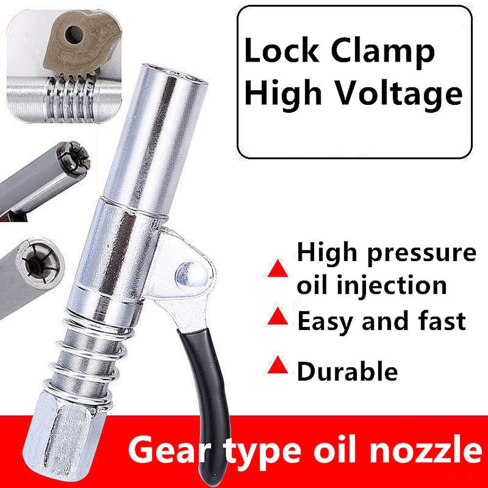 Professional Grease Gun Coupler Quick Release Lock Oil Inject Nozzle High PSI