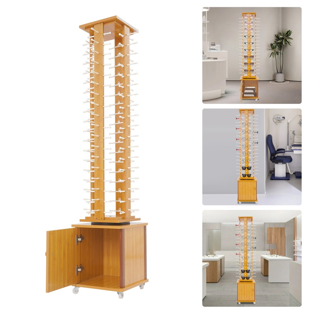 72-Pair Eyeglass Display Rack Rotating Glasses Storage Stand Floor-standing