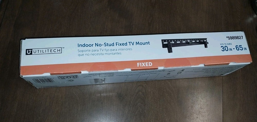 UTILITECH INDOOR NO-STUD Fixed Tv Mount 30" - 65 " - 99 Lb NEW Open Box Hanger