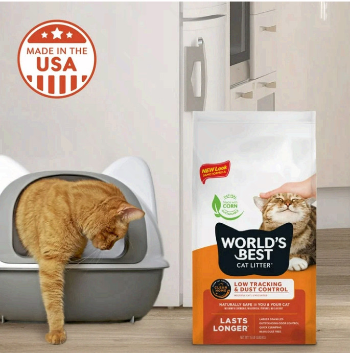 2 BAG WORLD'S BEST CAT LITTER Low Tracking & Dust Control Multiple Cat Unscented