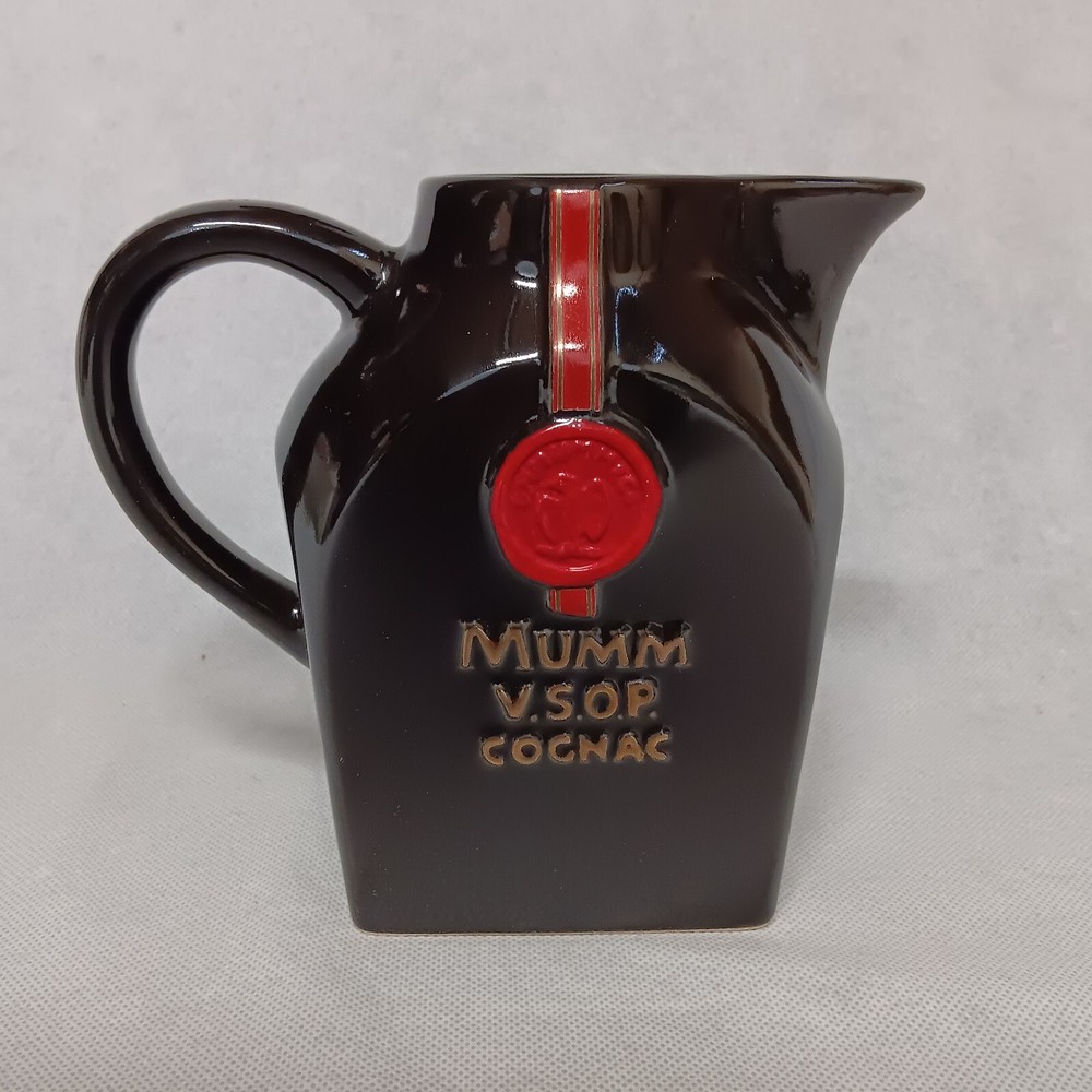 Advertising Mumm VSOP Cognac Water Pitcher Black Ceramic
