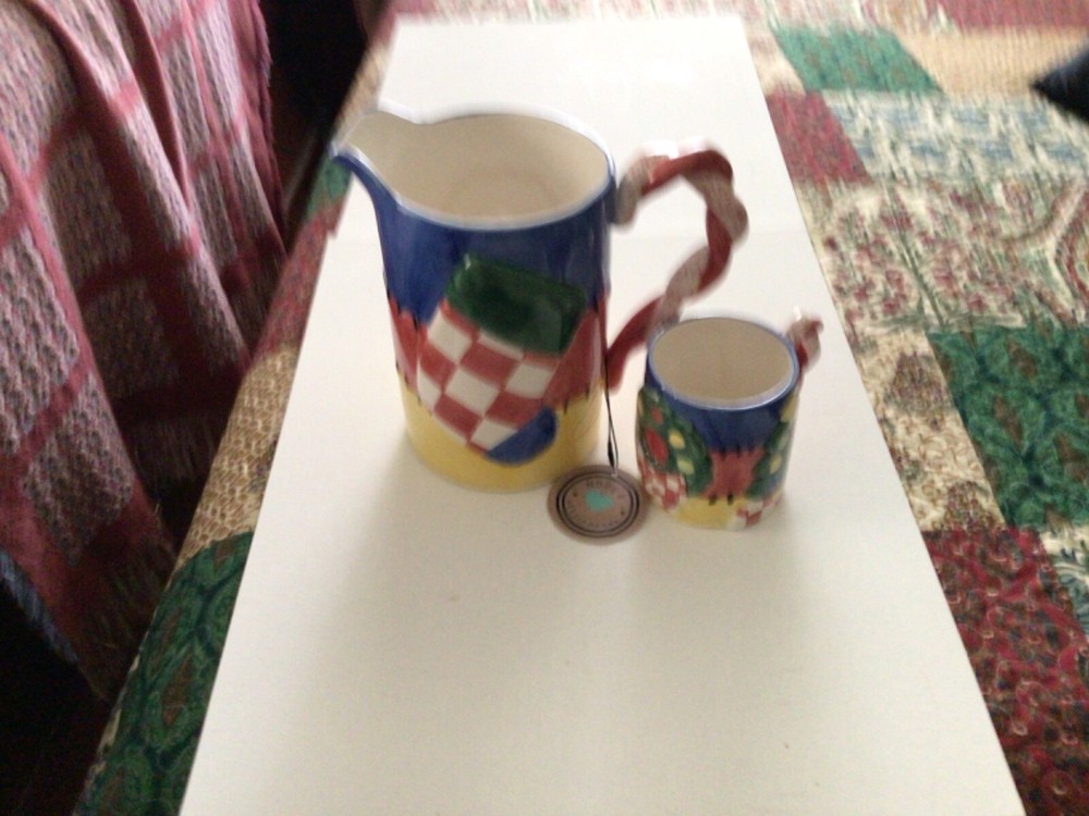 Lotus Hope & Herringbone 1993 pitcher and mug