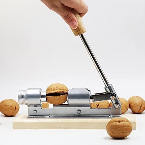 Heavy Duty Pecan and Nut Cracker Tool, Wood Base and Adjustable Handle, Easy Use