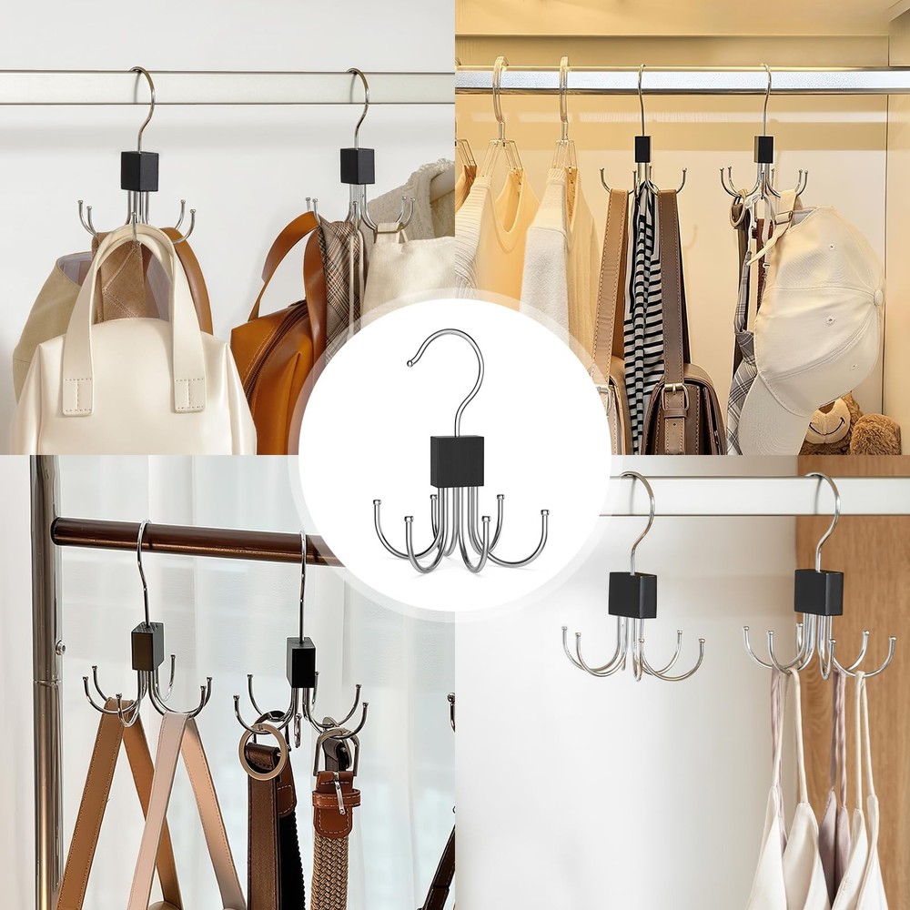 Multi-Purpose Rotatable Belt Hanger & Organizer for Closet - Space-Saving Sto...