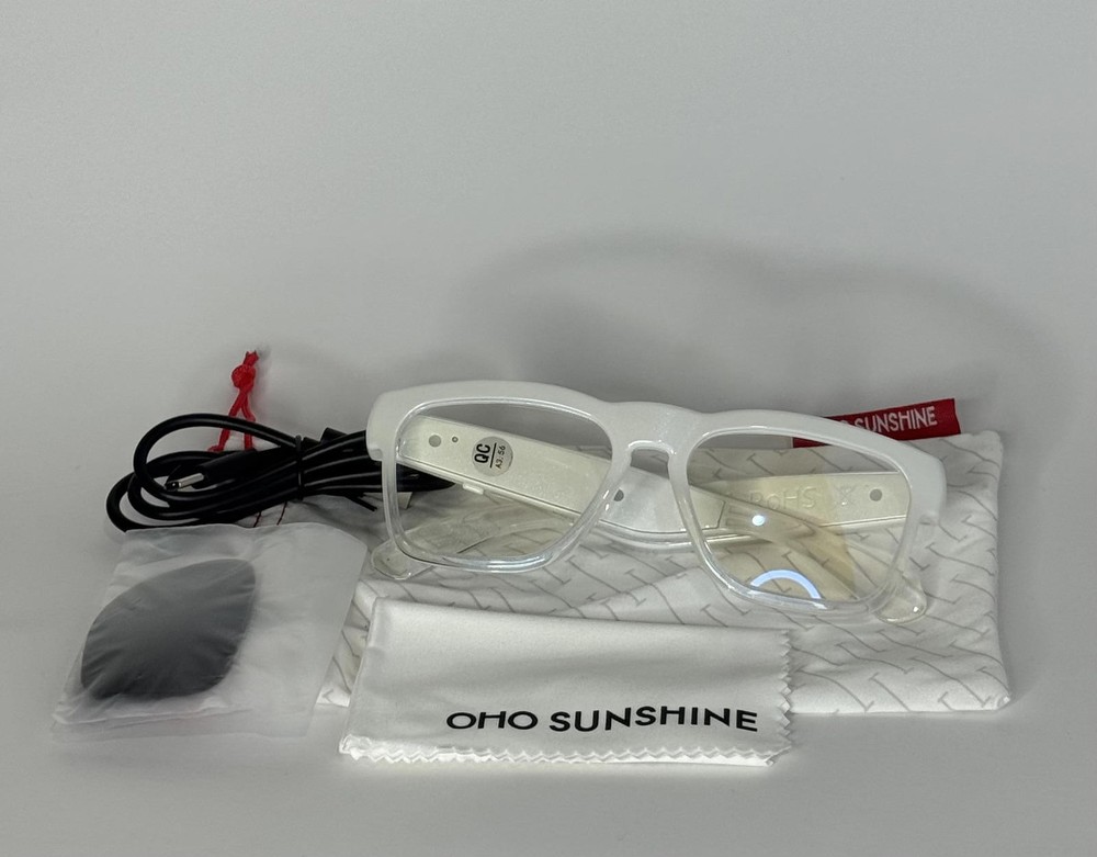 OhO Smart Glasses Safety Sunglasses Bluetooth Speaker UV Protection White