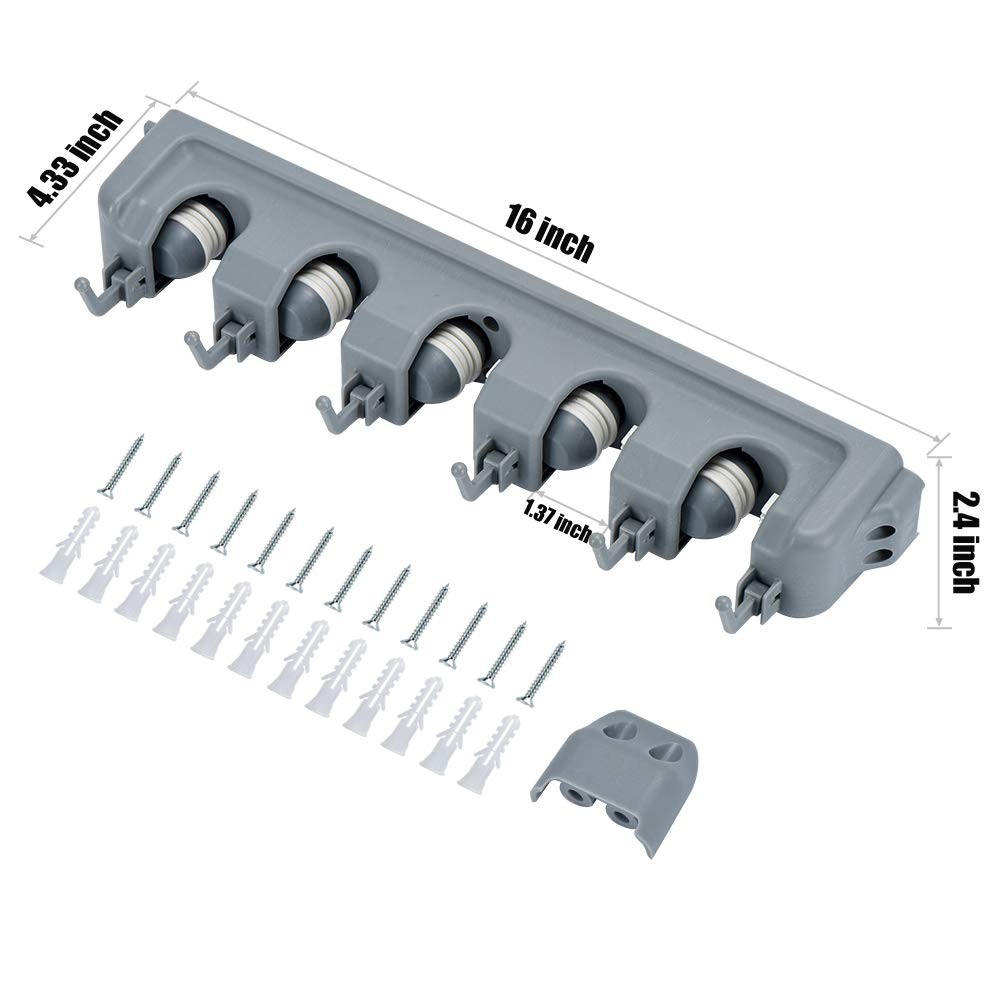 HOME MASTER HARDWARE (2 Pack 16 in Broom Mop 16"with 5 Racks(2-Pack), Grey