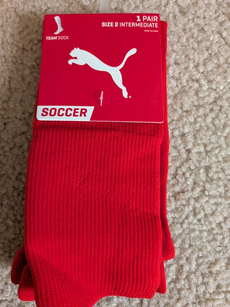 Puma Red Team Soccer Socks Size 2 Intermediate