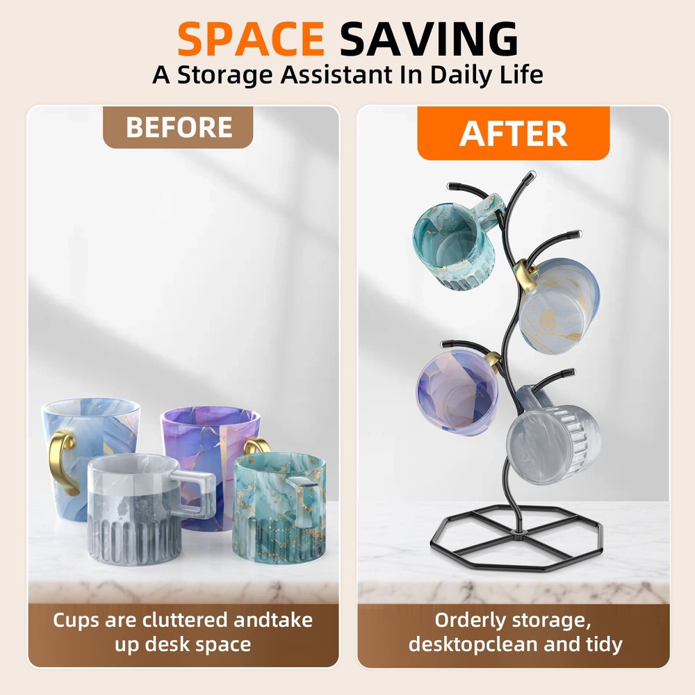 Beesini 2 Pack Coffee Mug Holders Tree, Metal Mug Holder, Decorative Mug Rack...