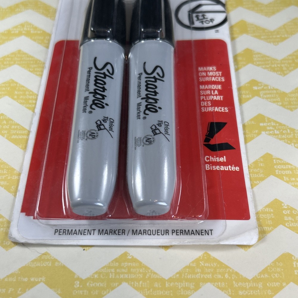 Sharpie Chisel Tip 2 Markers Permanent BLACK Ink Large Broad Marker 2-count