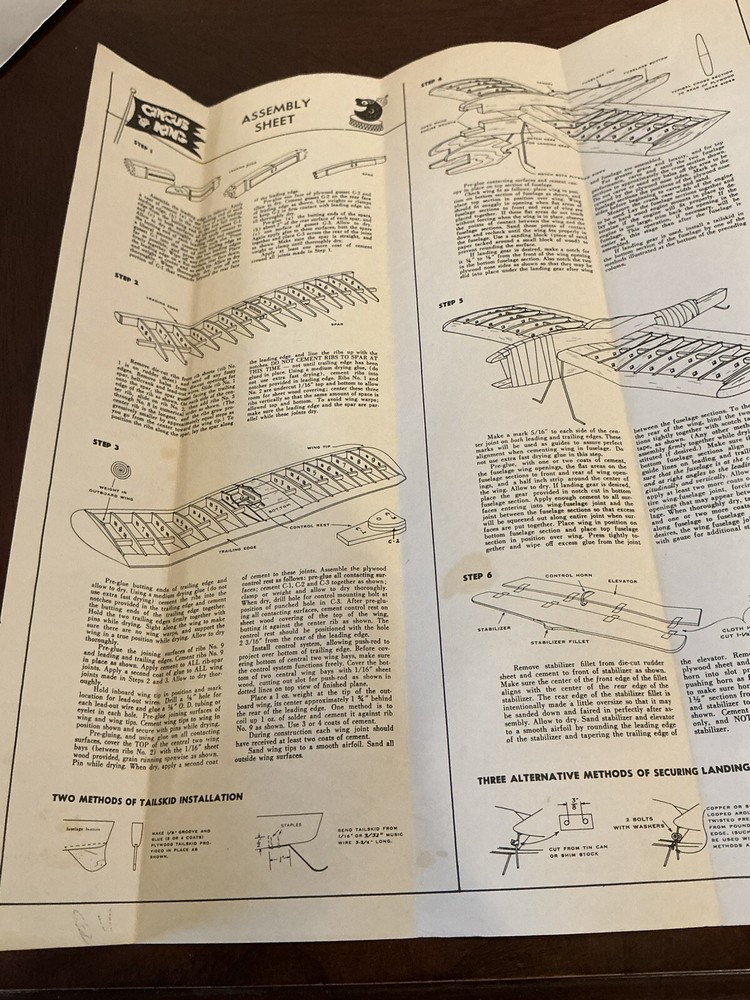 Vintage Circus King Control Line Model Assembly Instructions