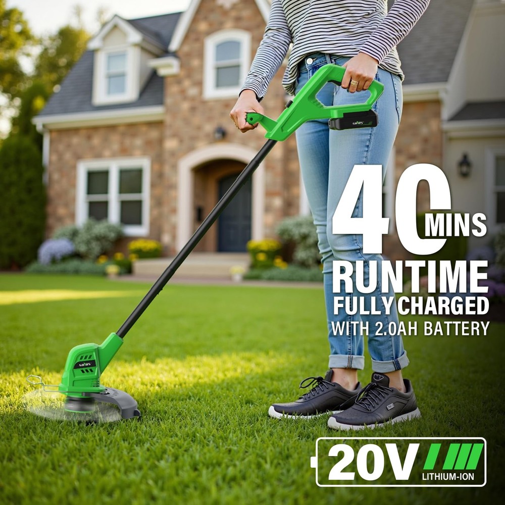 Weed Wacker Battery Powered 10 Inch, String Trimmer Cordless with 2.0Ah Batte...