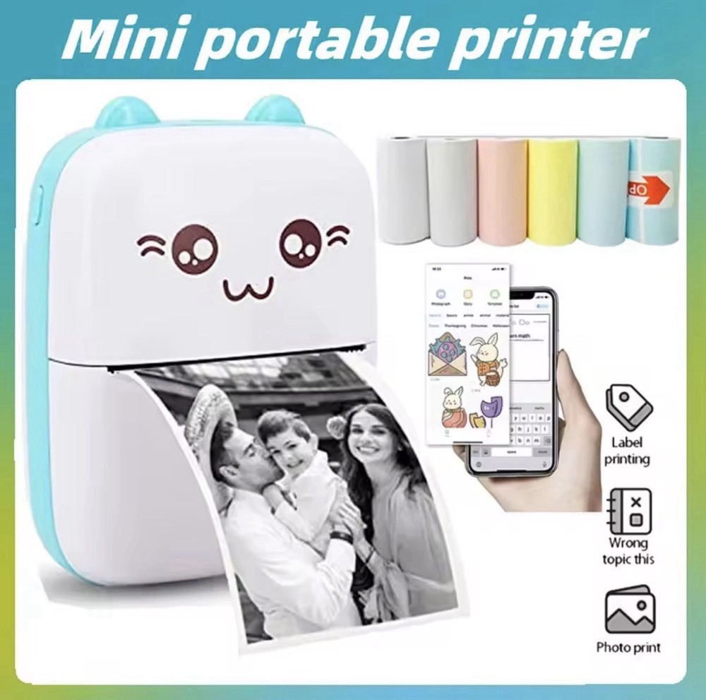 Mini Cat Thermal Printer Bluetooth – Photos, Labels, Notes – iOS/Android