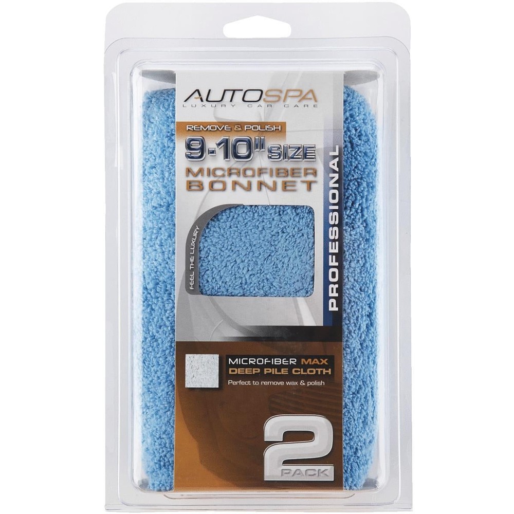 Auto Spa 5"-6" Microfiber Bonnet, Microfiber Material,2PK, Blue