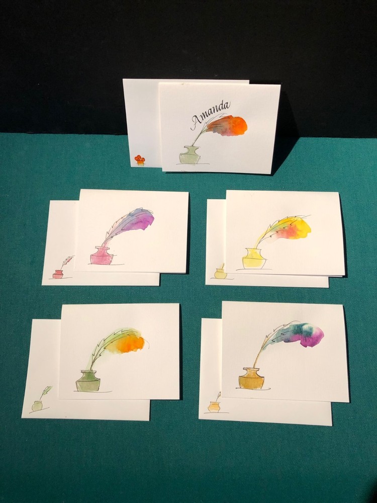 Hand painted AND hand personalized note cards. Each done separately not printed