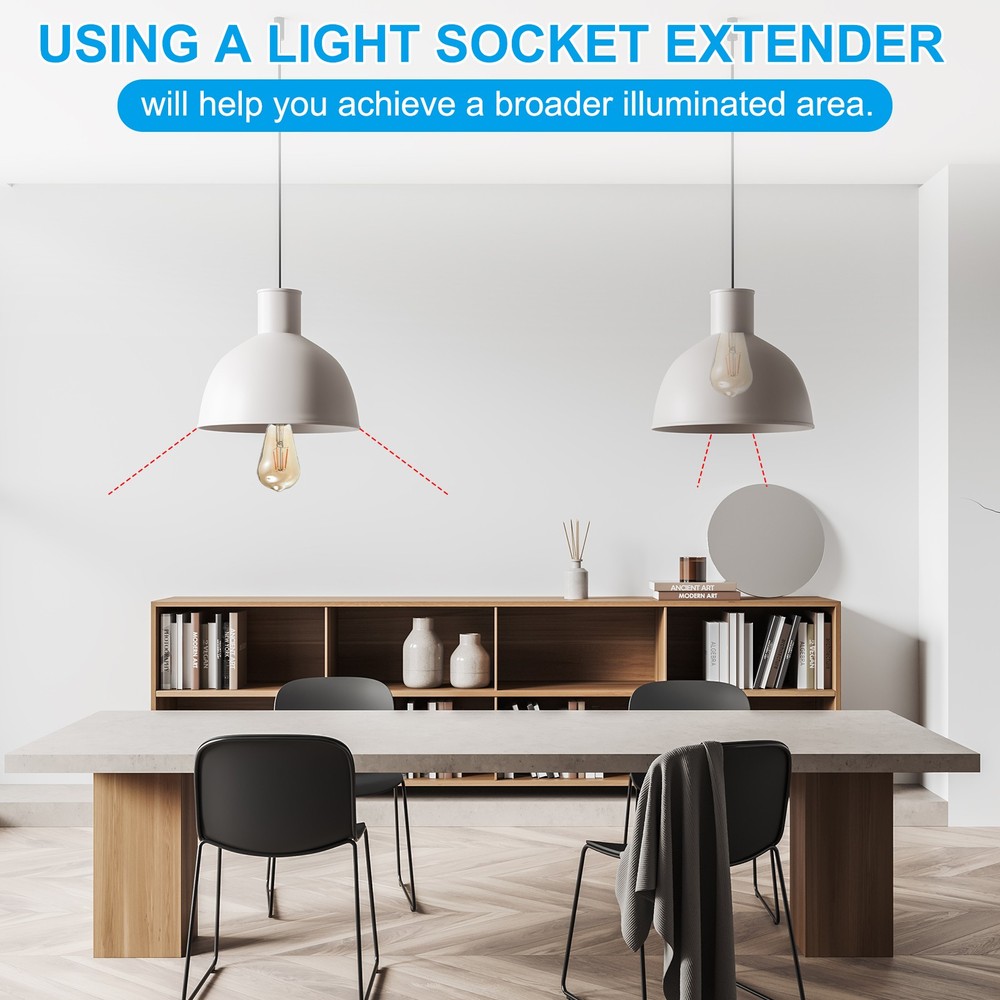 23.6 Inch E26/E27 Light Socket Extender for Medium Screw Base White