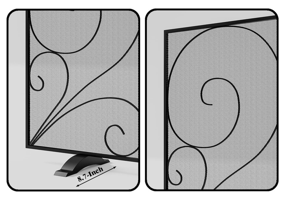 Fire Beauty Single Panel Fireplace Screen Wrought Iron Mesh, Handcrafted