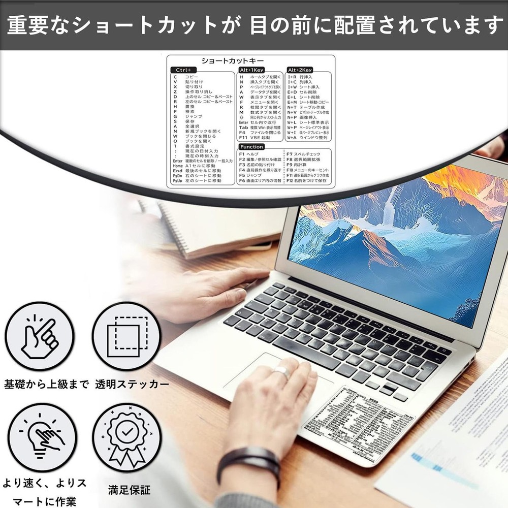 Laptop Shortcuts Stickers Adhesive Waterproof Quick Reference Guide