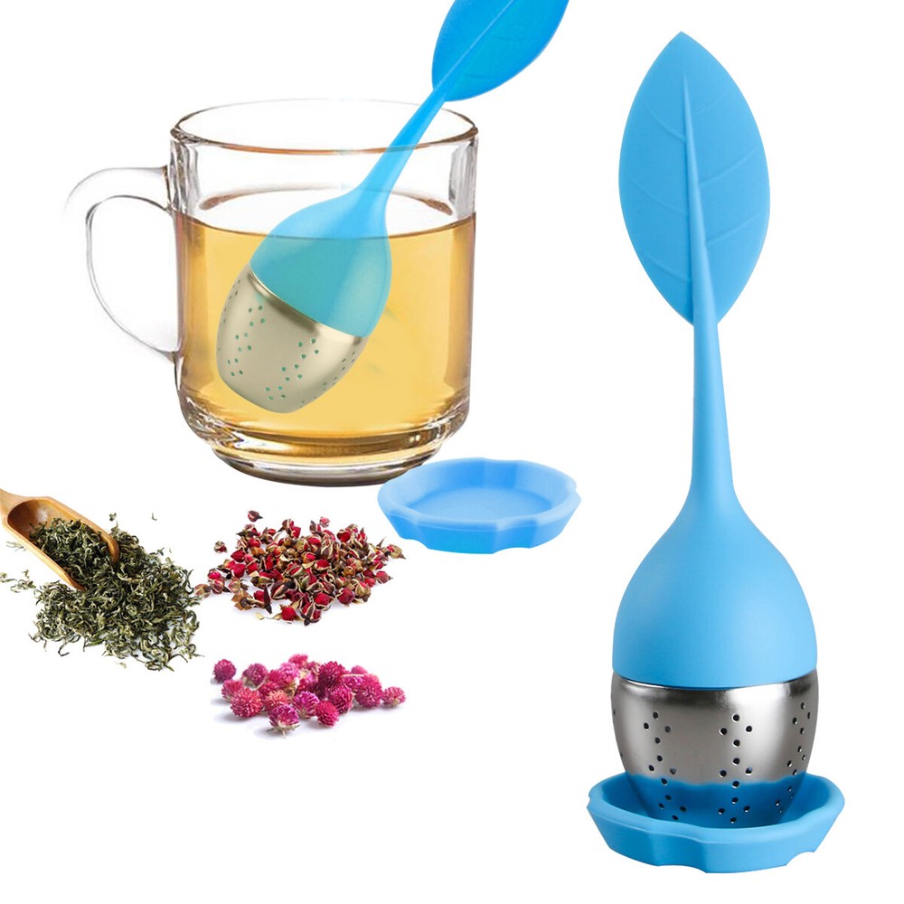 Silicone Tea Infusers Strainer Stainless Herbal Spice Filter Diffuser Green+Blue