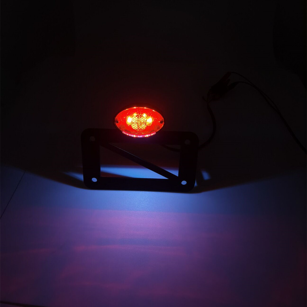 Black Left Side Mount LED Tail Light License Plate Bracket For Harley Bobber