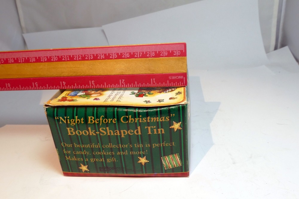 "Night before Christmas" Book Shaped Tin with box mouse sleep - boxed