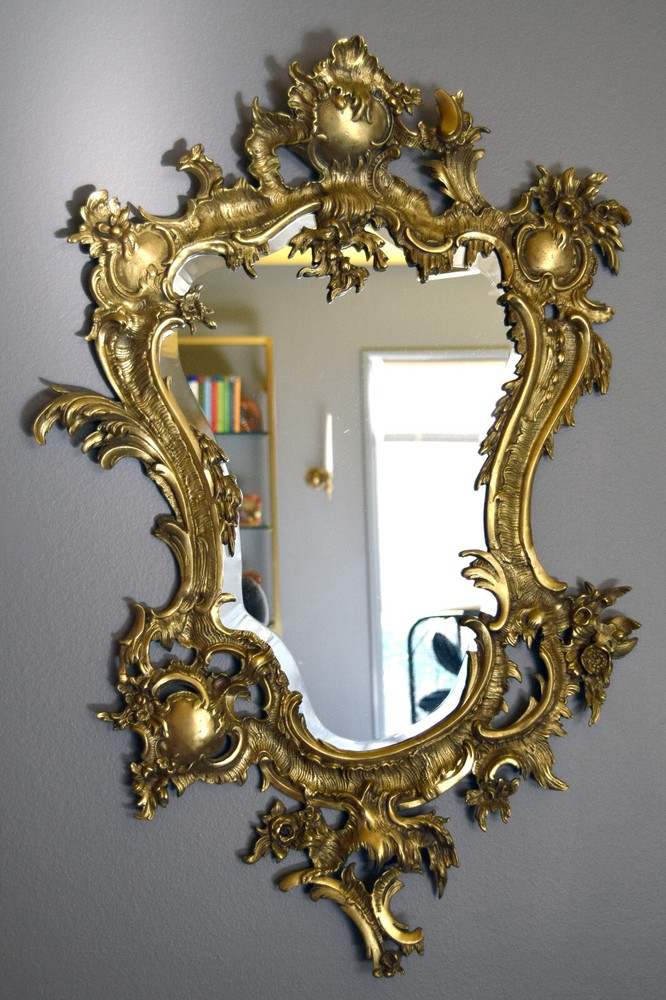 Antique Solid Brass Mirror - 31" x 21", Beveled Glass