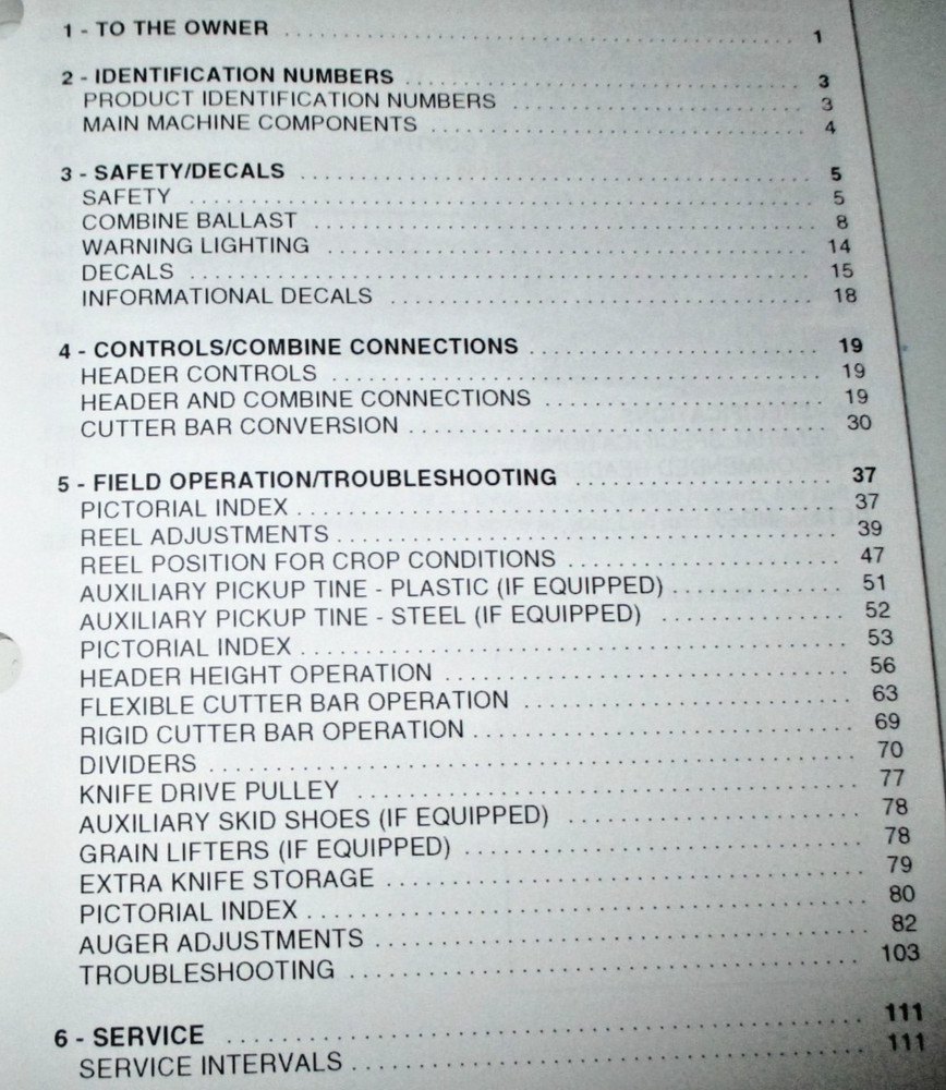 *Case IH 1020 Grain Header Operators/Maintenance Manual 87520540 ORIGINAL! 2006
