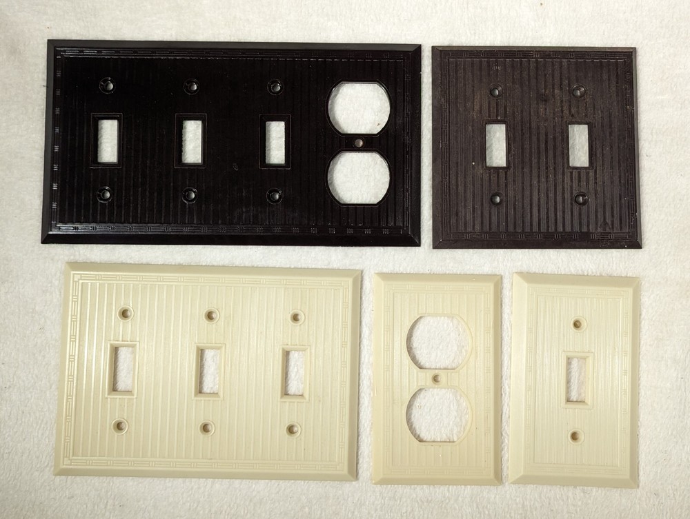 Vtg Uniline Hard Plastic Outlet Switch Wall Plate Cover ~ Bamboo & Diamond