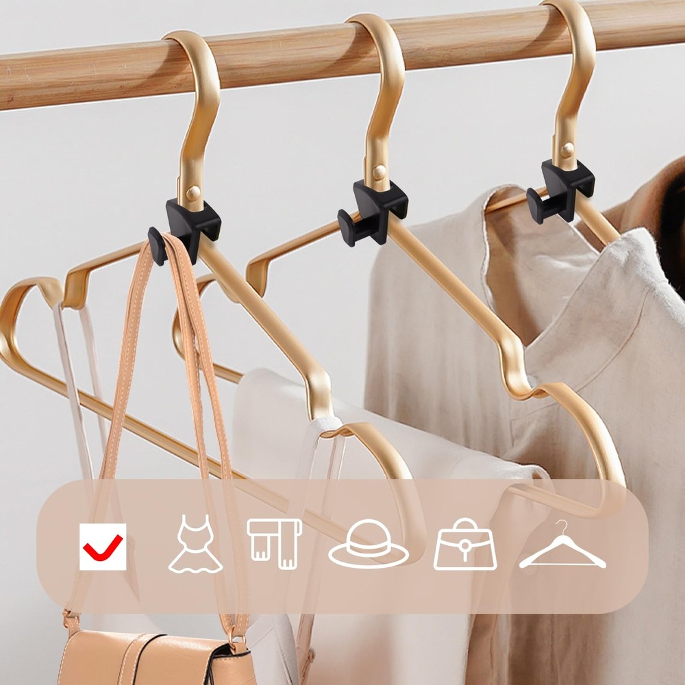 60 Pack Space Saving Hanger Hooks, Black Plastic Triangle Hangers, Connector ...