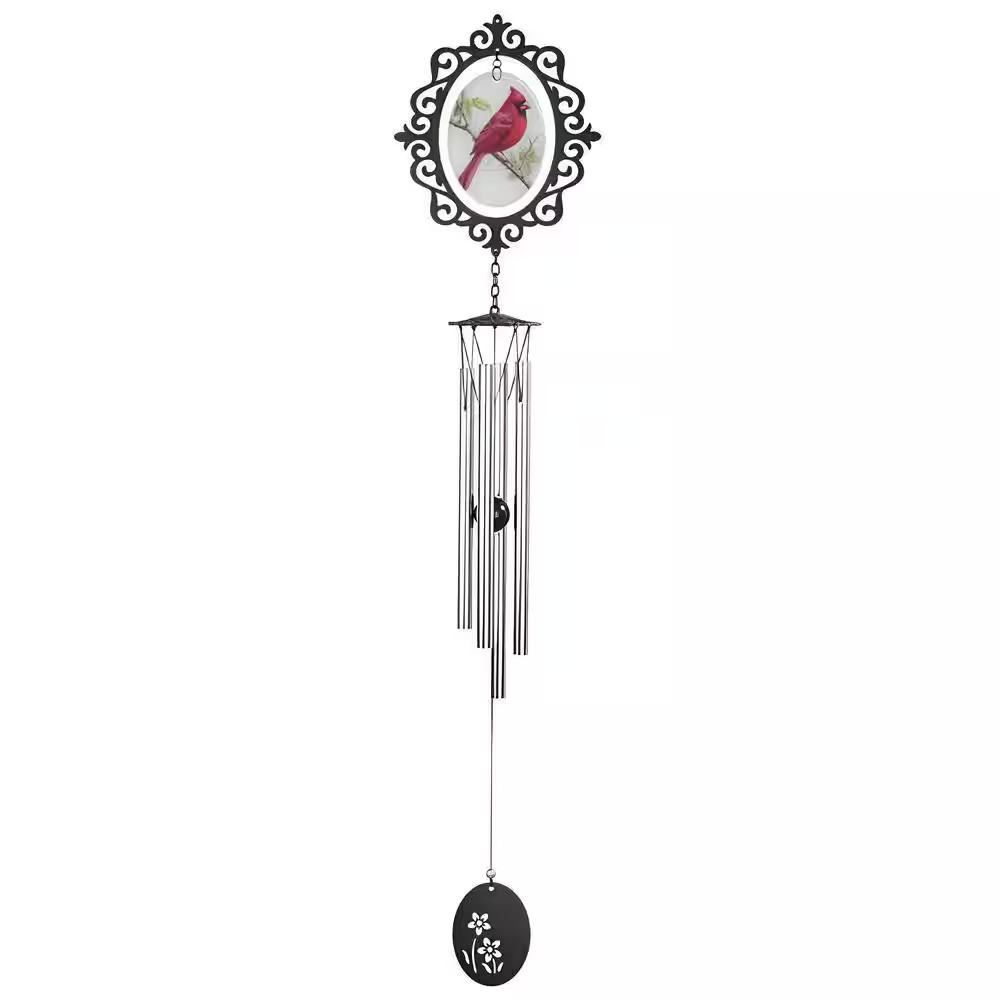 33 In. Long Red Cardinal Glass Wind Chime