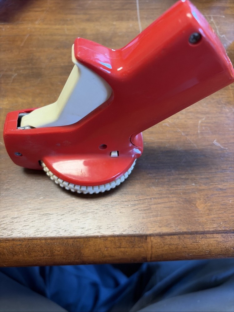 Vintage ASTRO Red Compact Model Handheld Rotary Label Maker Embosser