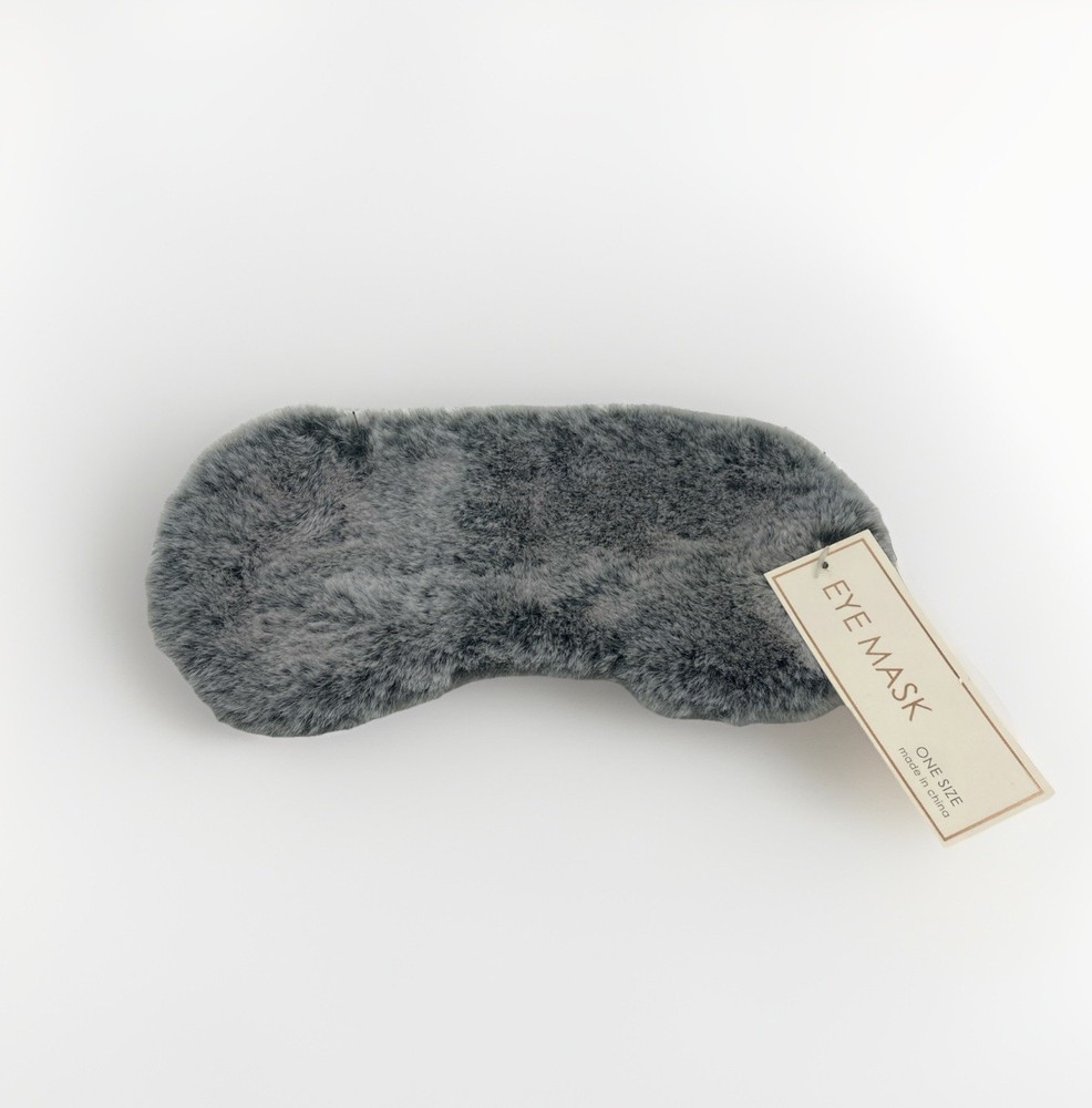 One Size Fluffy Soft Gray Eye Mask
